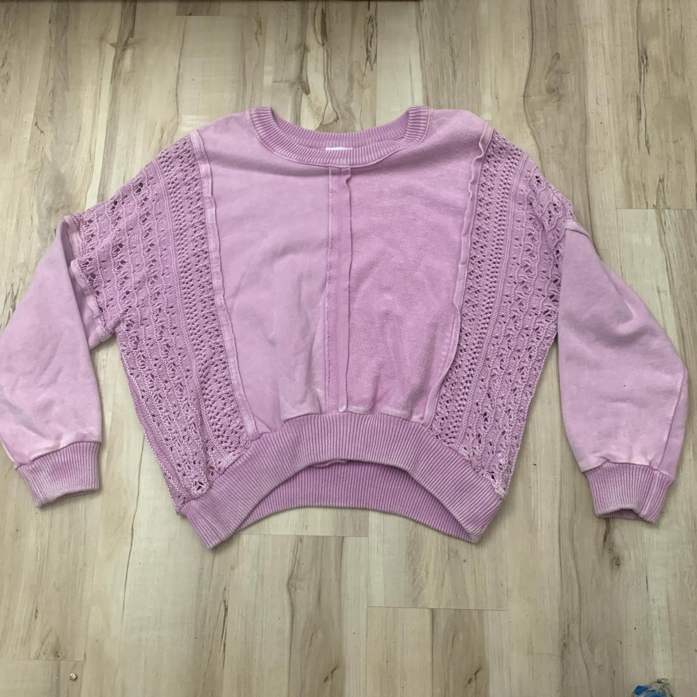 Tribal Jeans Purple Crochet Knit Long Sleeve Sweater Womens XL